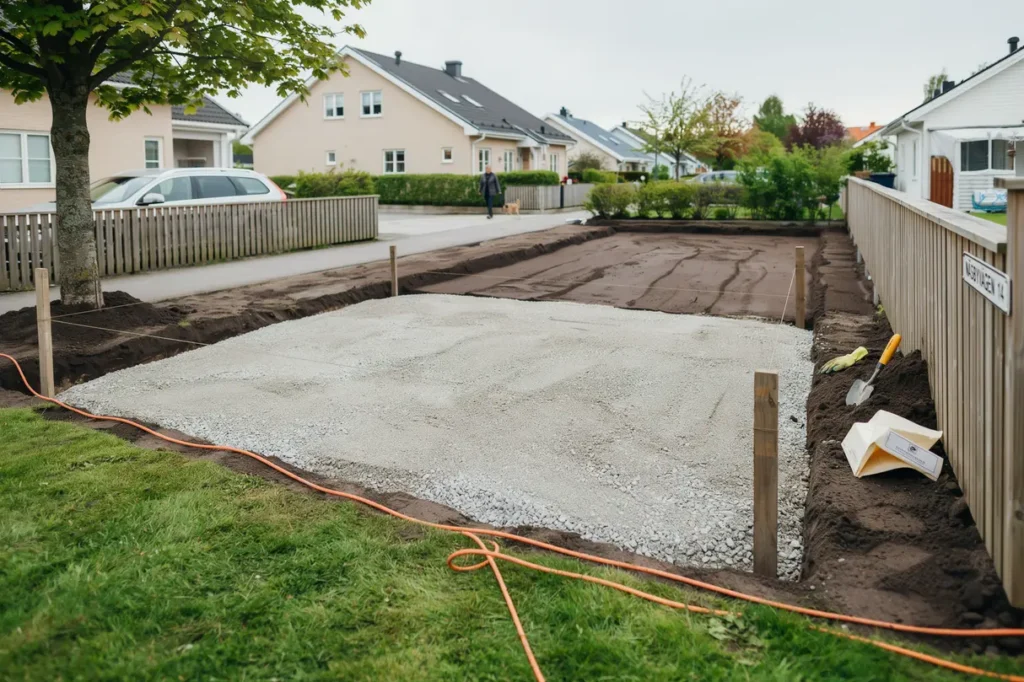 schaktning och f rberedande markarbete f r garage i n sbypark